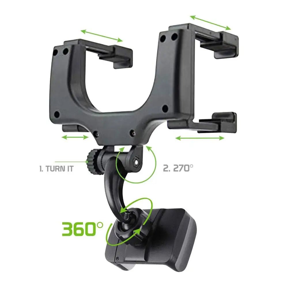 360° Car Mirror Telescopic Smart Phone Holder Mount Mobile Phone Support Stand Car GPS Adjustable Cellphone for Iphone 13 Holder - EdifyTech
