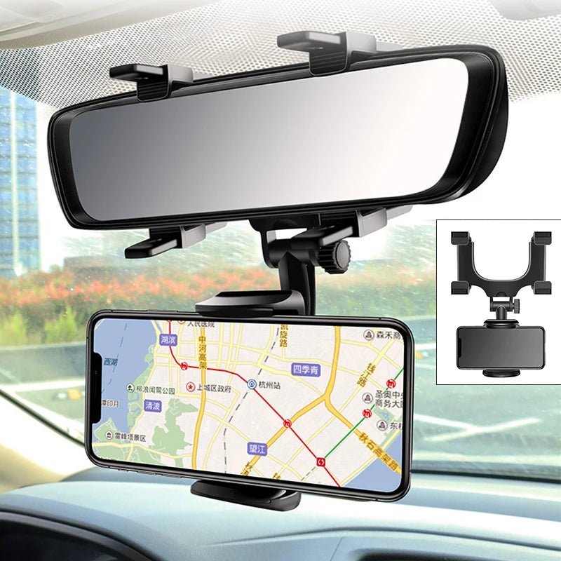 360° Car Mirror Telescopic Smart Phone Holder Mount Mobile Phone Support Stand Car GPS Adjustable Cellphone for Iphone 13 Holder - EdifyTech