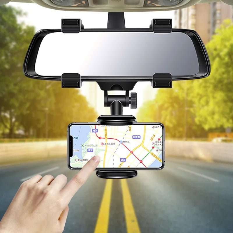 360° Car Mirror Telescopic Smart Phone Holder Mount Mobile Phone Support Stand Car GPS Adjustable Cellphone for Iphone 13 Holder - EdifyTech