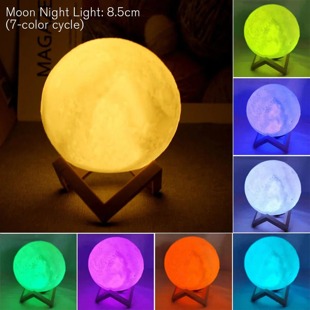 D5 Starry Moon Lamp 8Cm - LED Night Light with Stand, Perfect for Bedroom Decor and Gifts - EdifyTech