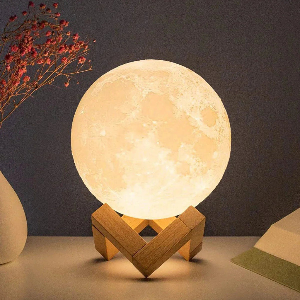 D5 Starry Moon Lamp 8Cm - LED Night Light with Stand, Perfect for Bedroom Decor and Gifts - EdifyTech