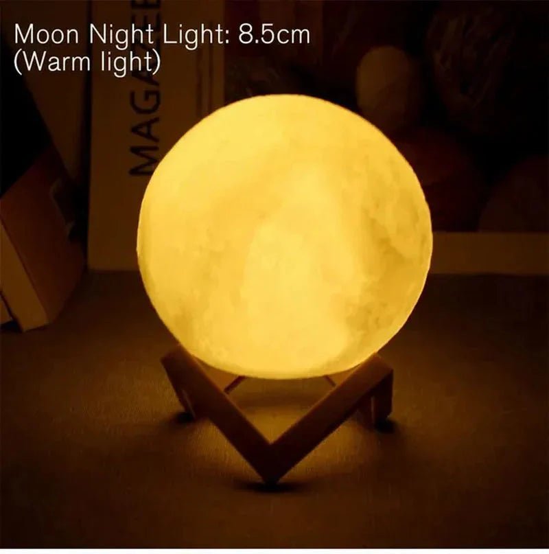 D5 Starry Moon Lamp 8Cm - LED Night Light with Stand, Perfect for Bedroom Decor and Gifts - EdifyTech
