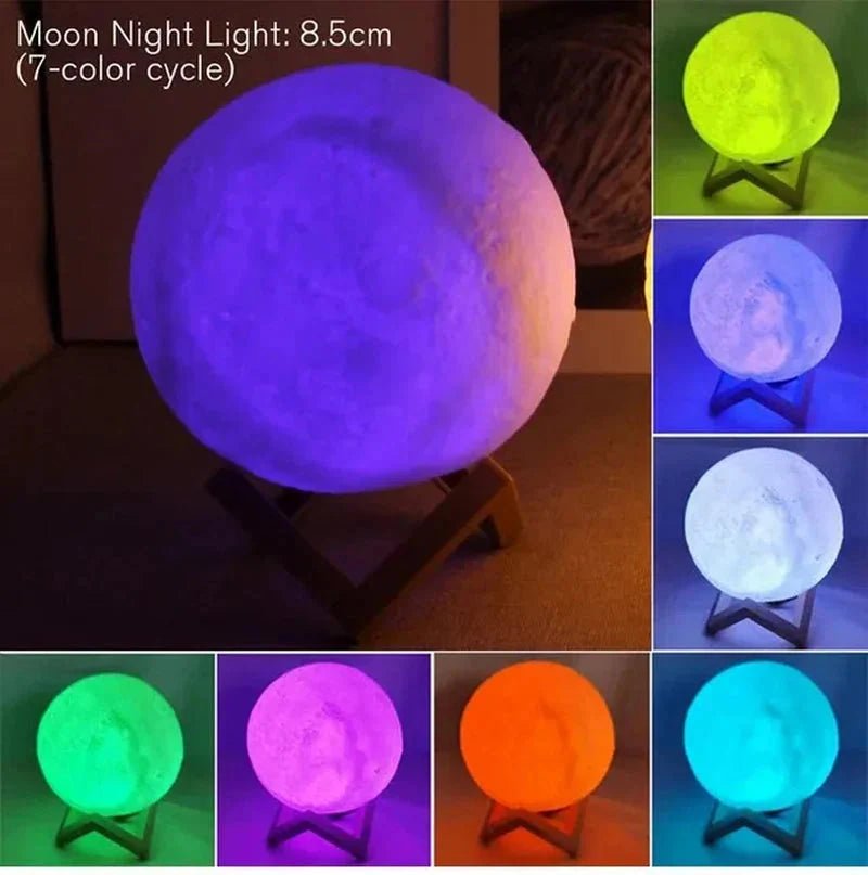 D5 Starry Moon Lamp 8Cm - LED Night Light with Stand, Perfect for Bedroom Decor and Gifts - EdifyTech