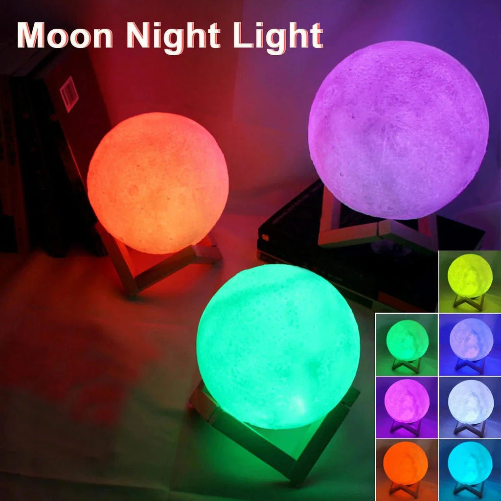 D5 Starry Moon Lamp 8Cm - LED Night Light with Stand, Perfect for Bedroom Decor and Gifts - EdifyTech