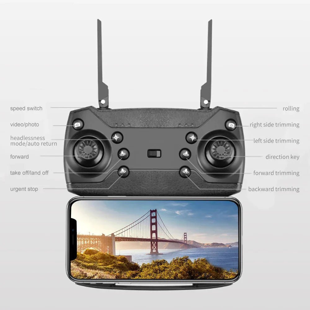 E88 Pro Foldable Quadcopter Drone - WIFI FPV, HD 4K Camera, Altitude Hold - EdifyTech