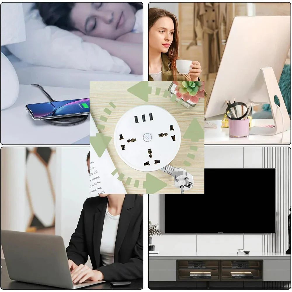EU Plug AC Outlet Smart Home Power Strip – Multipurpose Electrical Extension Cord with USB Ports & Fast Charging - EdifyTech