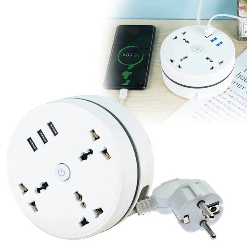 EU Plug AC Outlet Smart Home Power Strip – Multipurpose Electrical Extension Cord with USB Ports & Fast Charging - EdifyTech