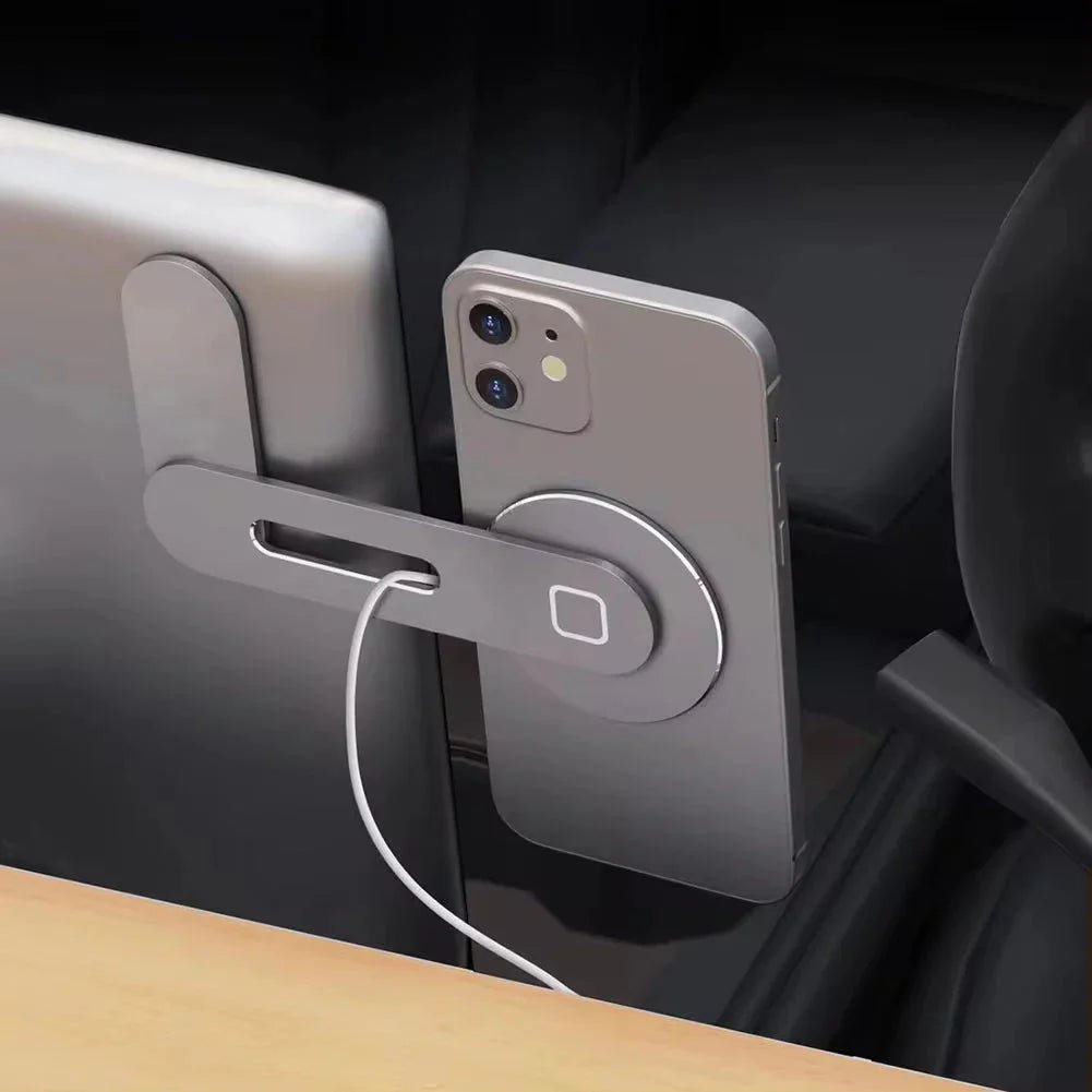 Metal Expansion Phone Stand for Laptop and Tesla Vehicles - Magnetic Folding Phone Holder with 15W Fast Charger - EdifyTech