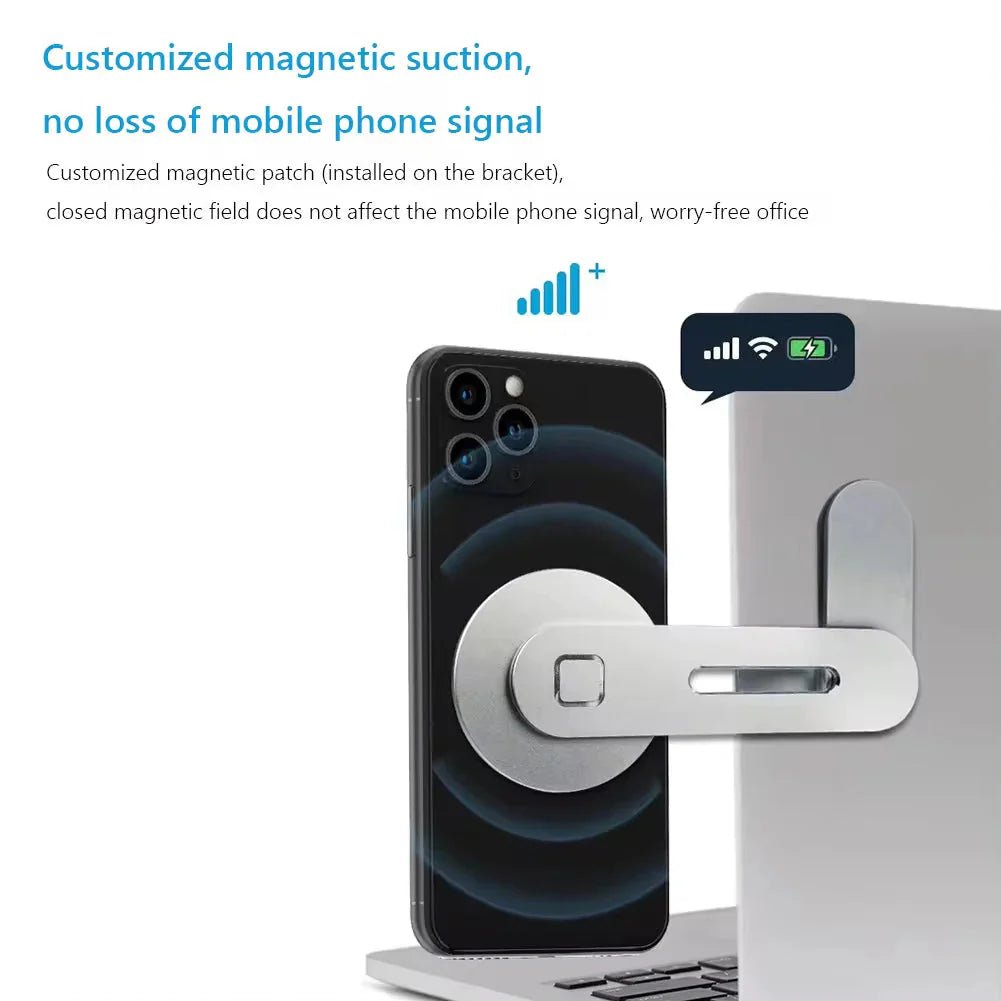 Metal Expansion Phone Stand for Laptop and Tesla Vehicles - Magnetic Folding Phone Holder with 15W Fast Charger - EdifyTech