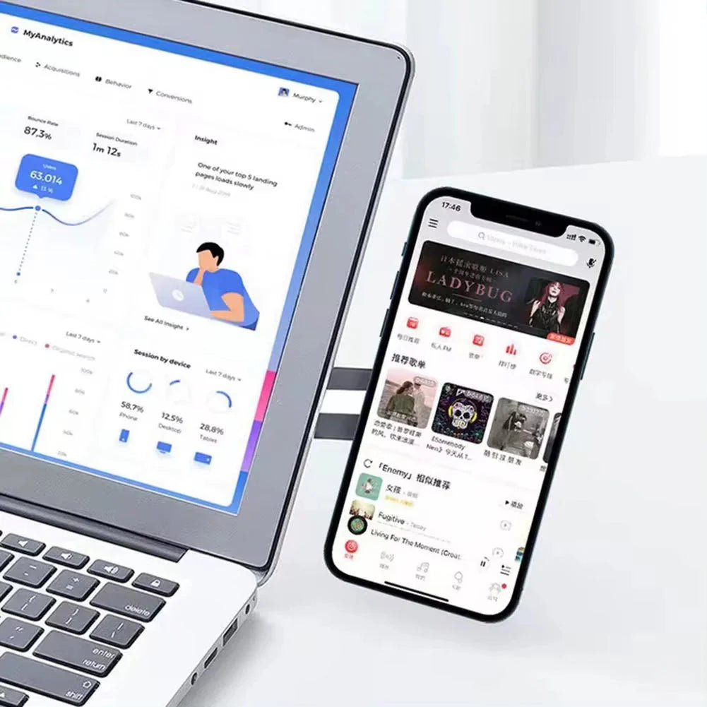 Metal Expansion Phone Stand for Laptop and Tesla Vehicles - Magnetic Folding Phone Holder with 15W Fast Charger - EdifyTech