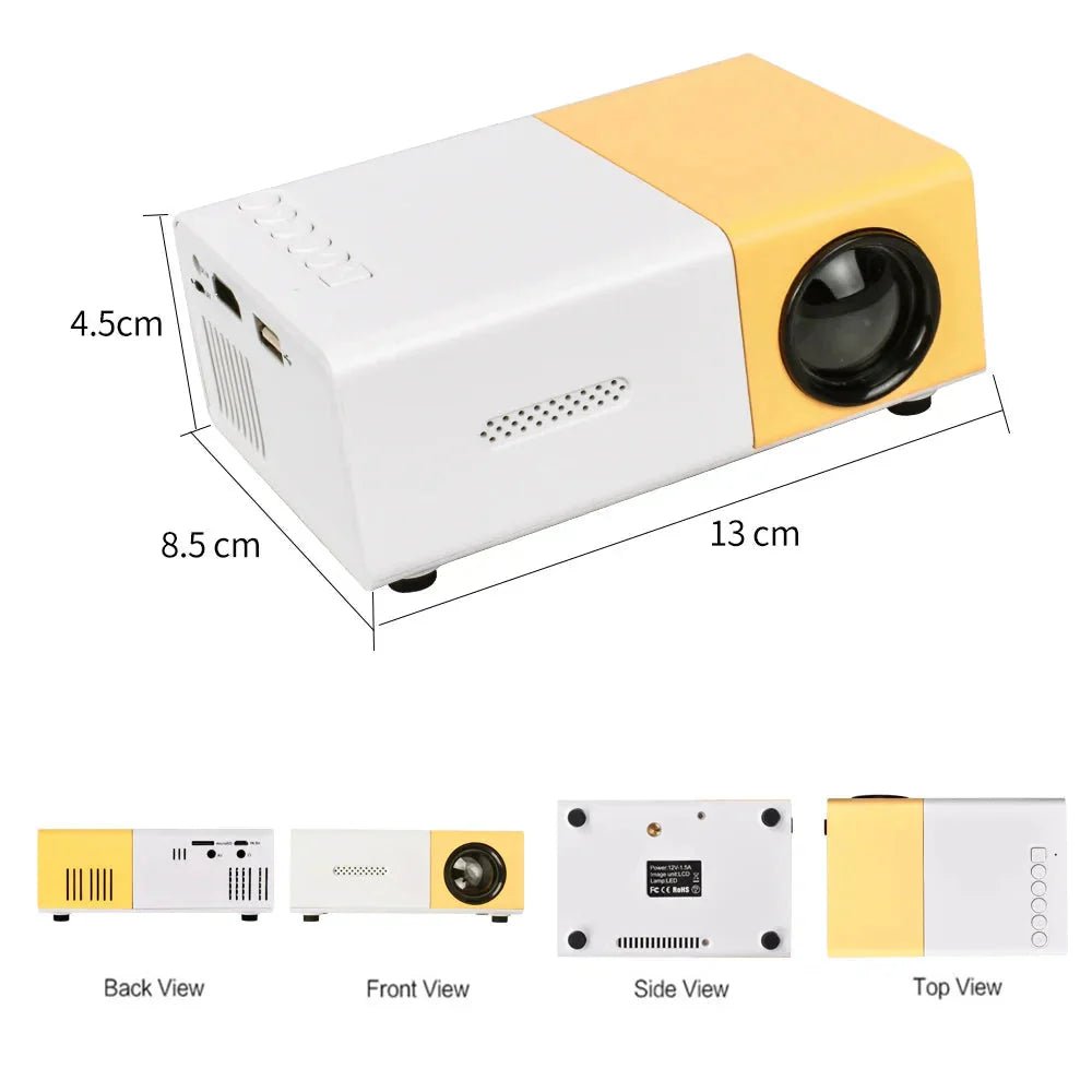 Mini Projector – 1080P Full HD Support, Portable LED Projector, 4K Video Playback, Multiple Connectivity Options - EdifyTech