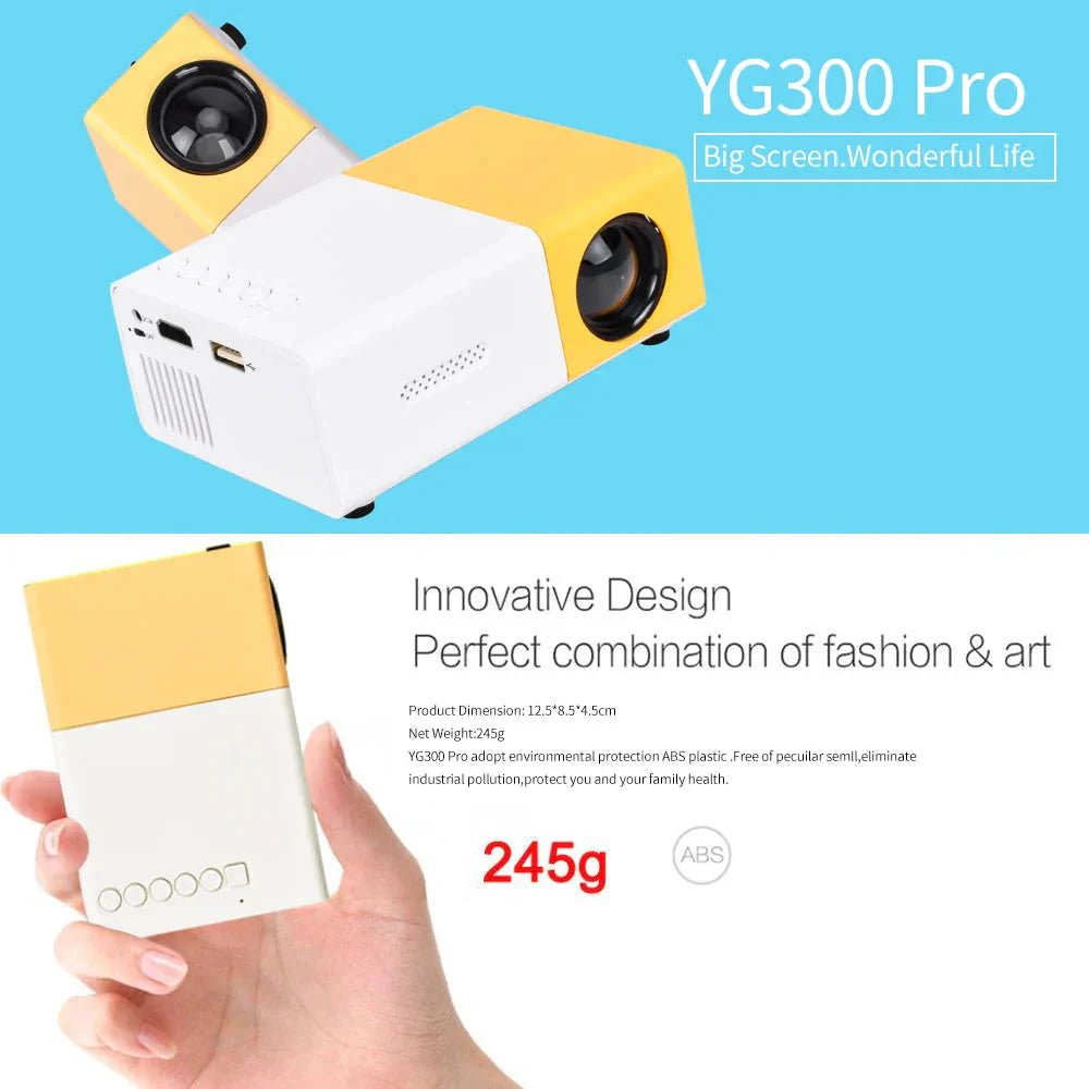 Mini Projector – 1080P Full HD Support, Portable LED Projector, 4K Video Playback, Multiple Connectivity Options - EdifyTech