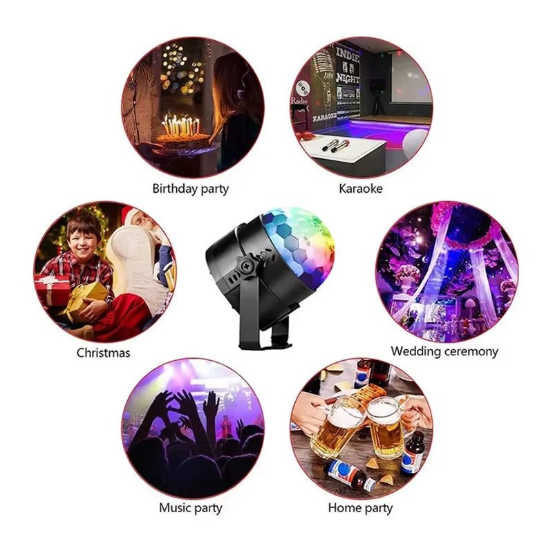 RGB Strobe Stage Night Light for Home KTV Party Club Bar Dance Christmas Gift Lighting Effect Sound - Activated Disco Ball Lamp - EdifyTech