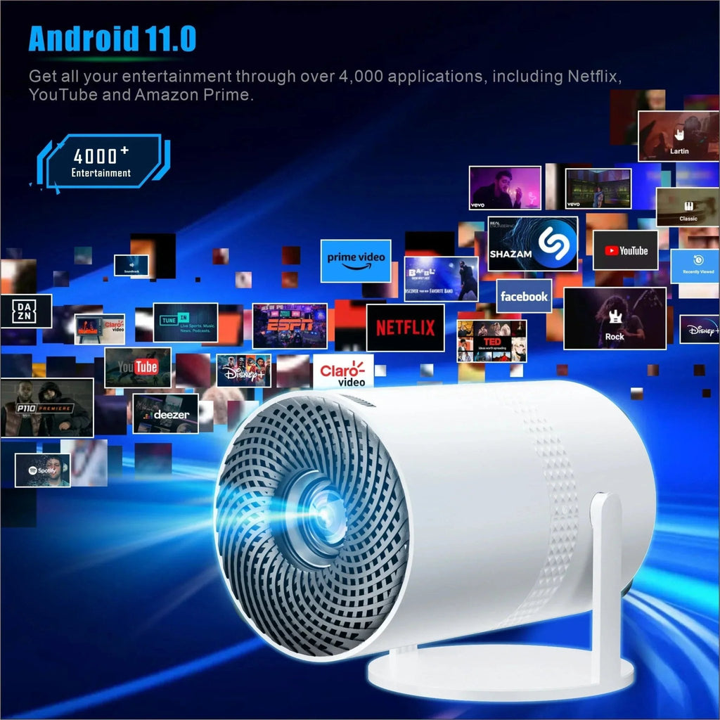 Salange P300 Mini Portable Projector - 4K 8K Video Decoding, 720P HD, Android 11, Wi - Fi, BT 5.1 - EdifyTech