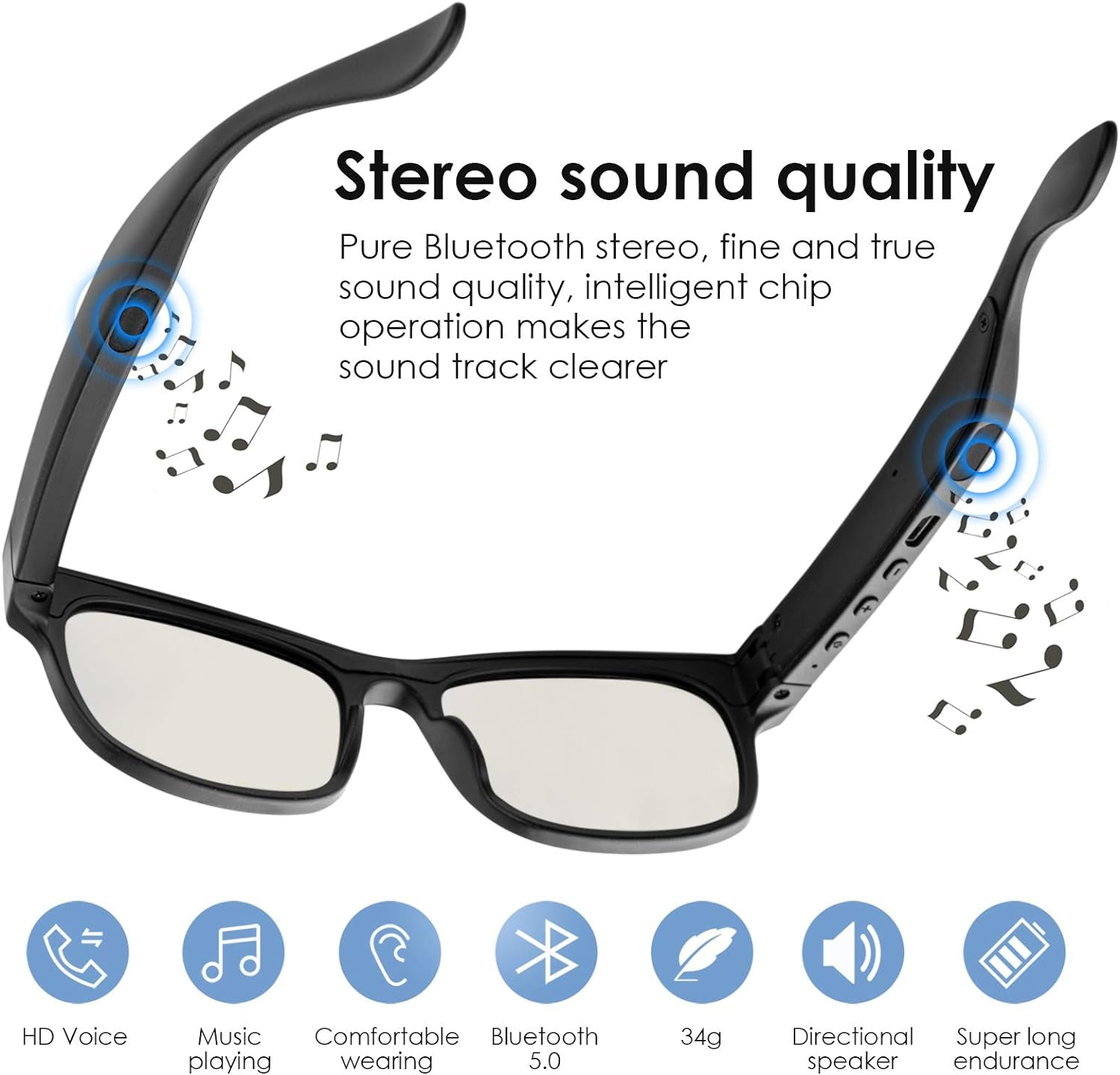 Smart Glasses Smart Audio Glasses Wireless Bluetooth Sunglasses Polarized Sunglasses IPX4 Waterproof - EdifyTech