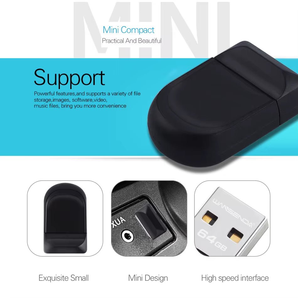 Super Mini USB Flash Drive Waterproof Pendrive 64GB 32GB 16GB 8GB 4GB Real Capacity USB 2.0 Memory Stick Thumbdrive - EdifyTech